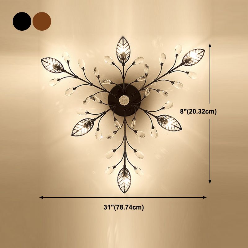 Lámpara de techo radial de múltiples luces de múltiples iluminación de techo de cristal de estilo moderno para sala de estar
