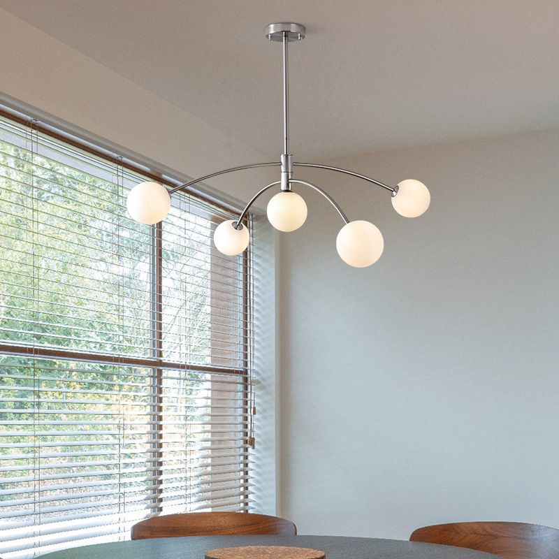 Ball Shape Glass Island Pendants Modern Style 5 Lights Island Pendant Lights