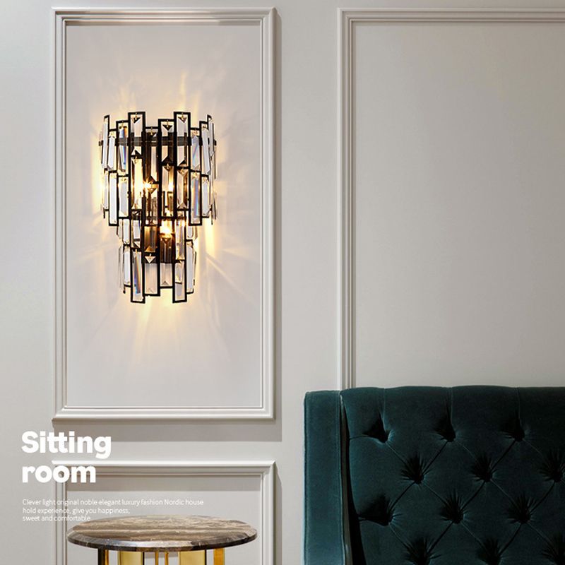Crystal Geometric Shape Wall Sconce Modern Style 2 Lights Wall Light Fixture