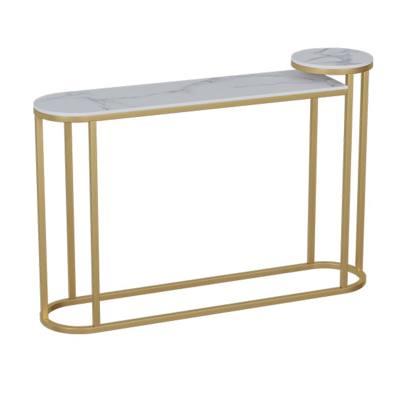 Glam Stone Console Table Golden Iron Console Sofa Table for Hall
