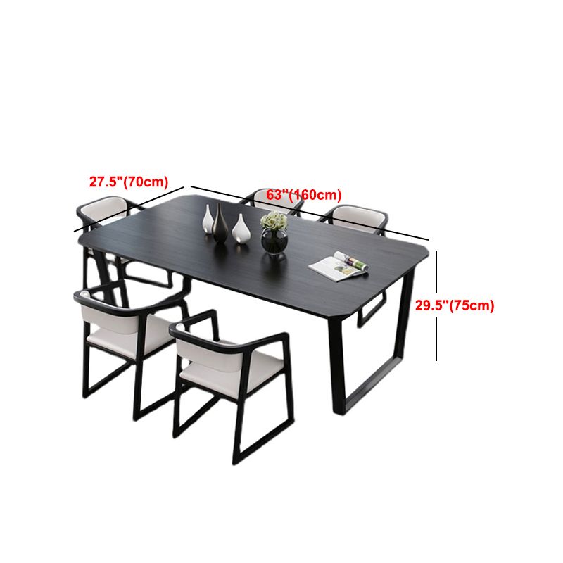 Simplicity Style Dining Table Solid Wood Black Dinette Table for Home and Kitchen