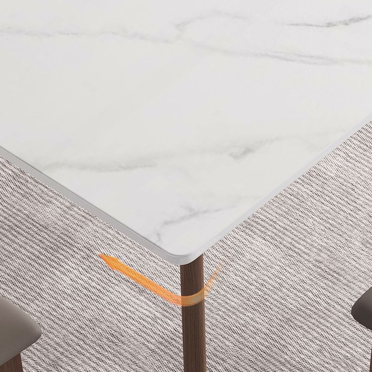 Sintered Stone Two-Color Dining Table Mid-Century Modern 4 Legs Table for Dining Room