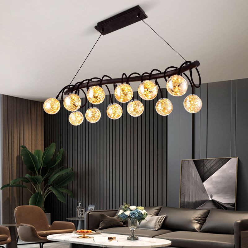 Nordic Style Glass Orb LED Island Light Creative Light String Design Coffee Shop Hanging Light
