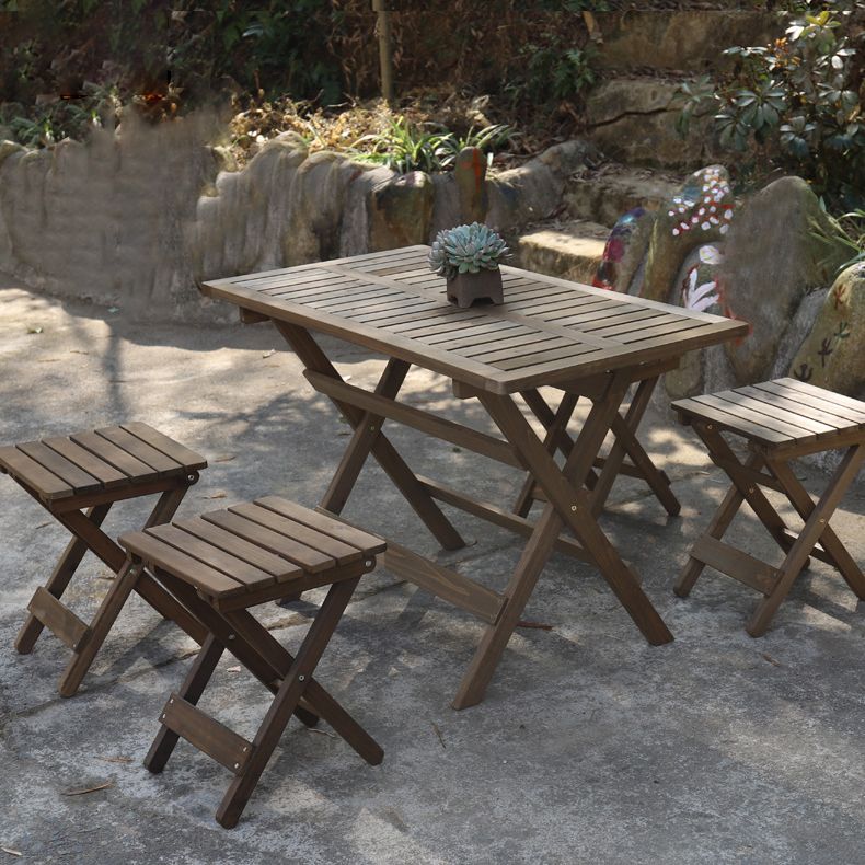 Modern Geometric Foldable Patio Table Solid Wood Frame Dining Table for Outdoor