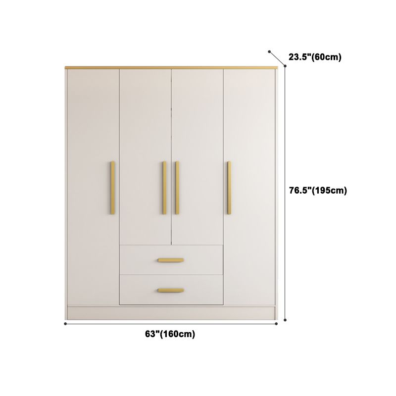 White Wardrobe Cabinet Contemporary Engineered Wood Wardrobe Armoire