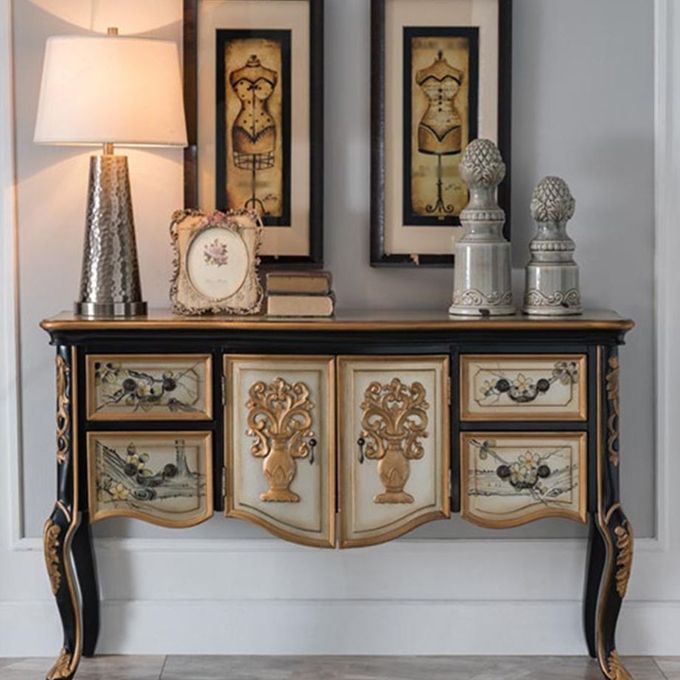Victoria Wooden Accent Table Free Form Console Sofa Table for Hall