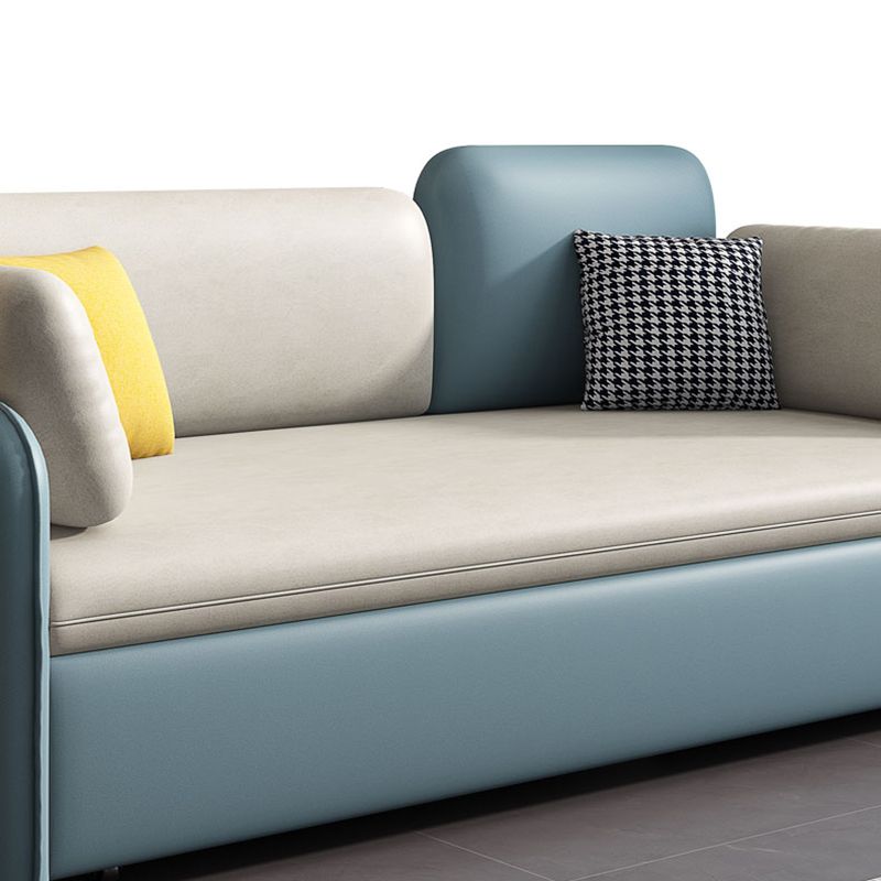 33.46" H Contemporary Faux Leather Square Arm Sofa Bed with Storage