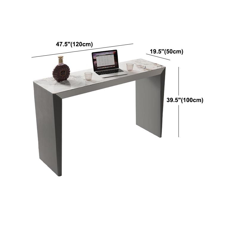 Living Room Counter Wine Table Rectangle Stone Modern Bar Height Pub Table in Grey