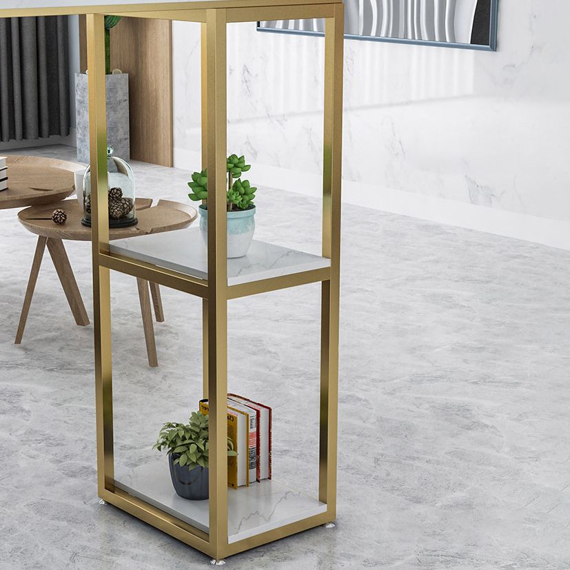 White Stone Top Pub Table with Storage Glam Bistro Table for Living Room