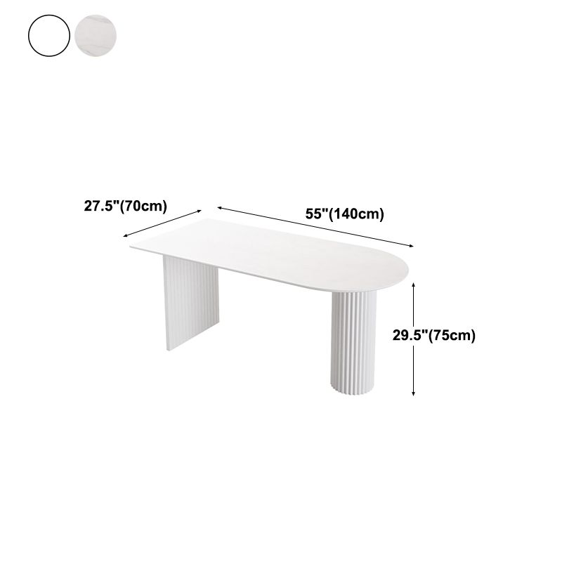 Irregular Shape White Table for Restaurant Modern Island Table with Double Pedestal
