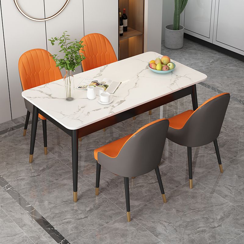 Sintered Stone Dining Table Traditional Luxury 4 Legs Table with Metal Base