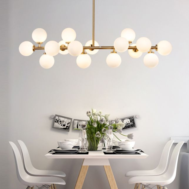 16 Luz de la isla colgante de la isla dorada moderna Luz de techo de la isla de vidrio esférico para sala de estar