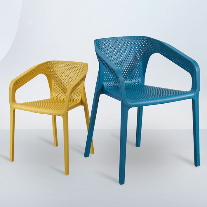 Modern Plastic Kitchen Dining Armchair Solid Back Dining Chair for Home Use