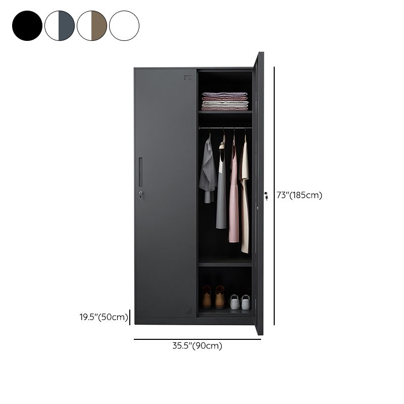 Steel Wardrobe Armoire with Lock Hinged Wardrobe Cabinet for Home