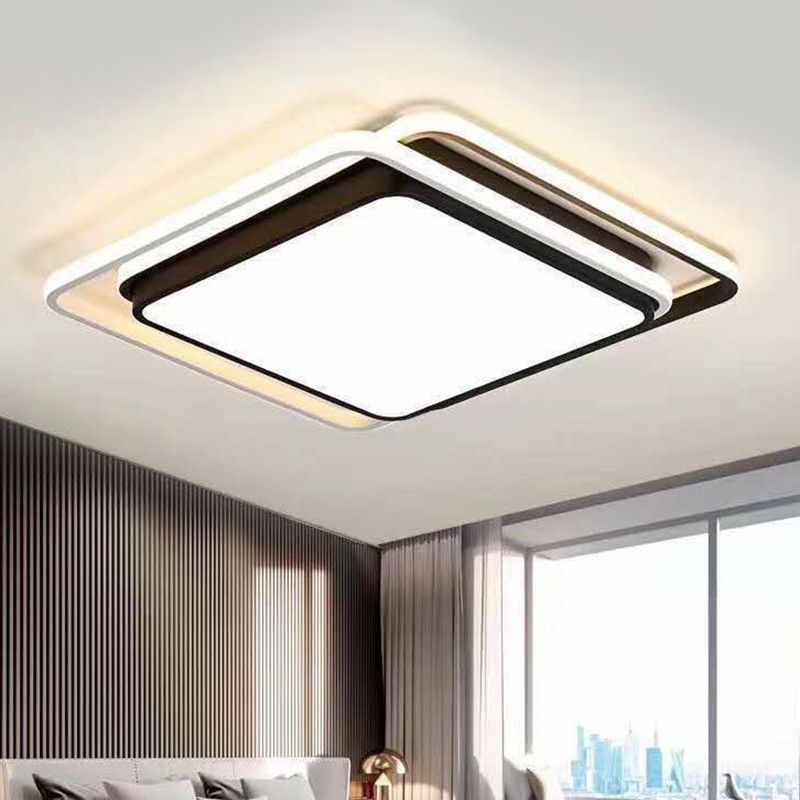 Modern Style Geometric Flush Light Metal Living Room LED Flush Ceiling Light Fixture in Black