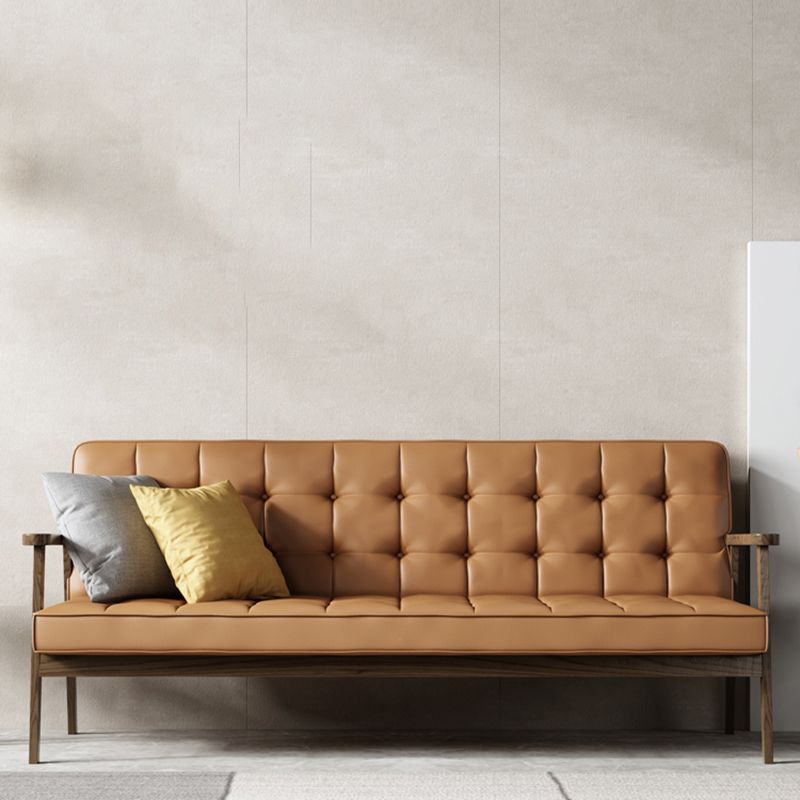 Faux Leather Tufted Sofa Split-Back 28.3"W Sofa with Square Arm for Living Room
