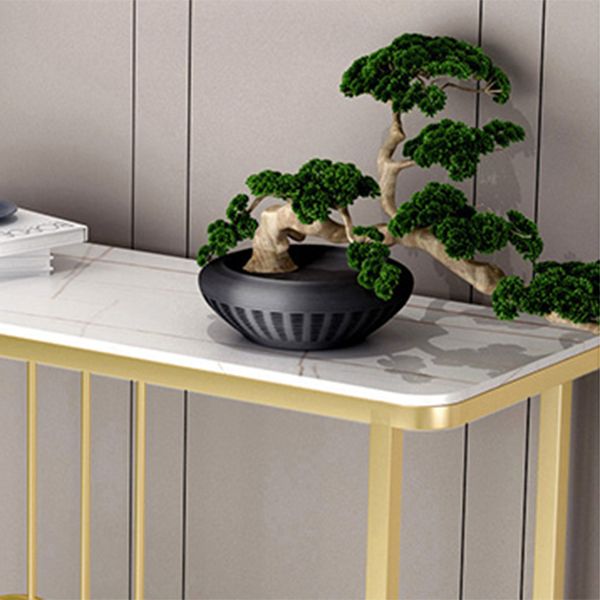 Glam Console Table Antique Finish Console Sofa Table in Stone