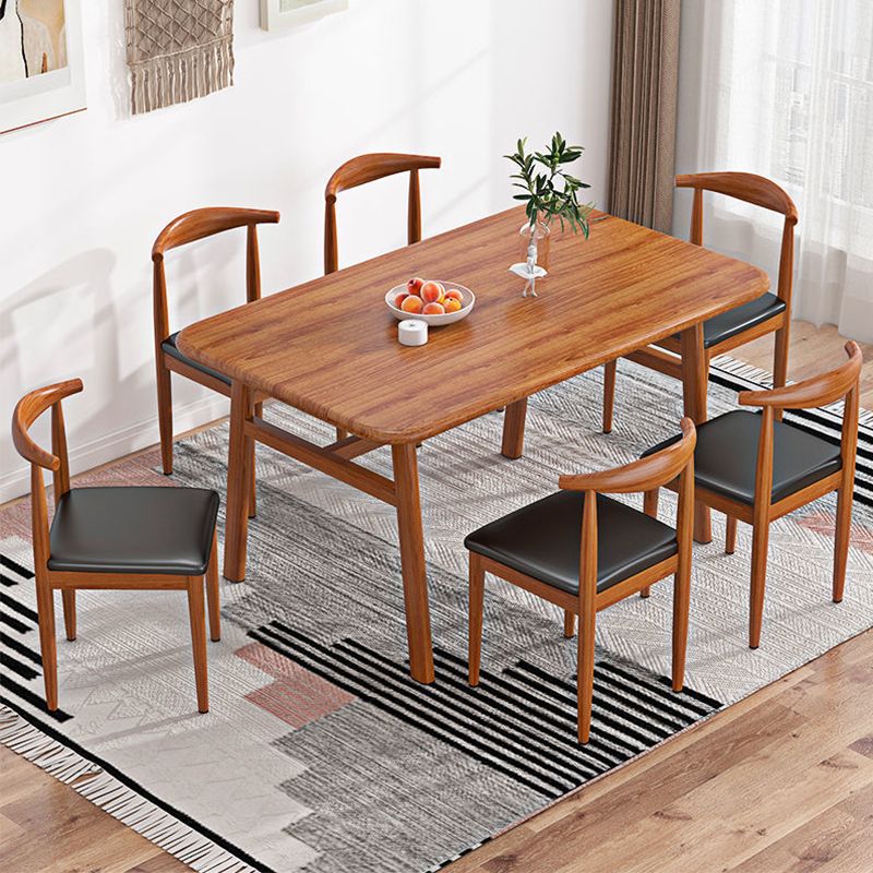 Nordic Style Dining Wood Table Rectangle Dining Table with Metal Legs