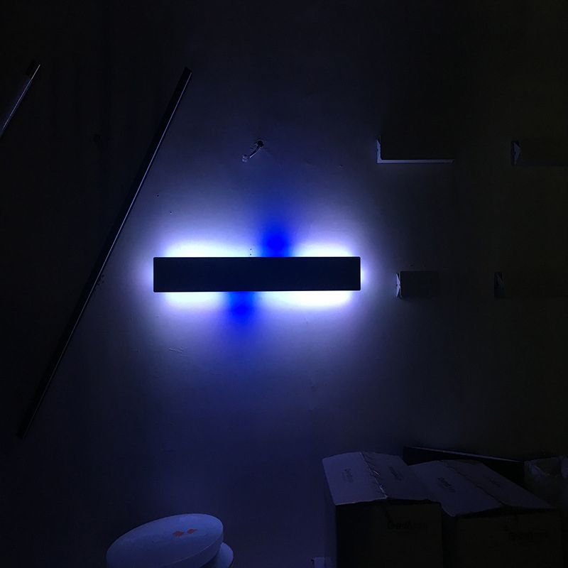 Black Rectangular Metal RGB Wall Lamp Modern Style Ambiance Decorative LED Wall Sconce for Bedroom Living Room