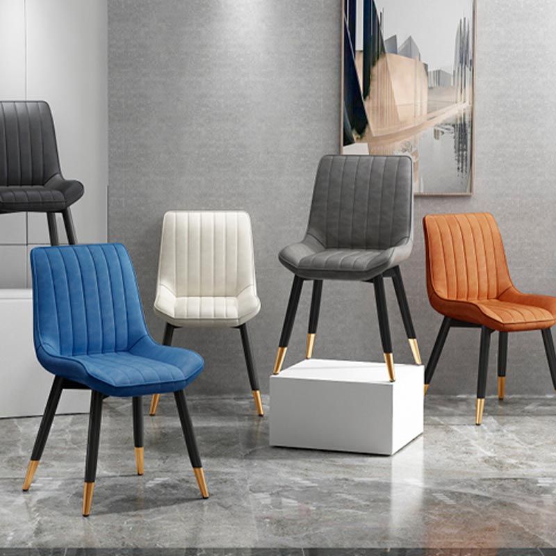 Glam Faux Leather Dining Chair Parsons Chair in Matte Finish for Home