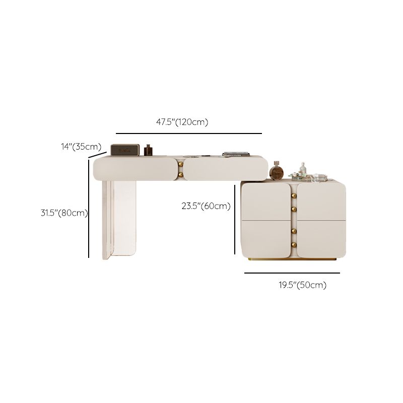 13.77" Wide Make-up Vanity White Makeup Vanity Desk Table with 2/6 Drawers