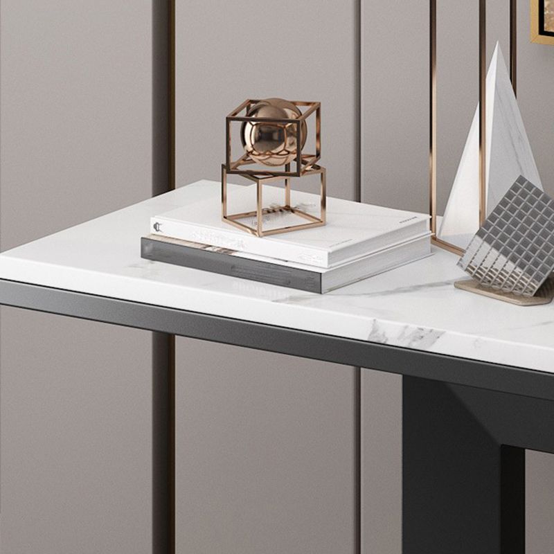 Marble Top Accent Table with Pedestal Base for Hall 31.5" High Console Table