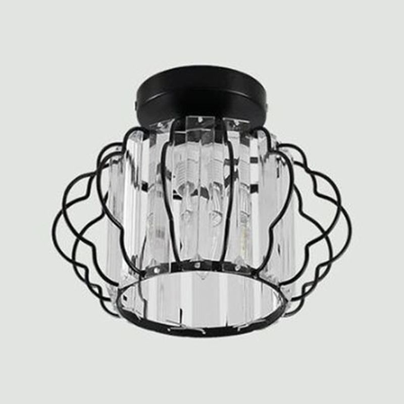 1-Light Ceiling Lamp Modern Crystal Ceiling Mount Light with for Dining Room