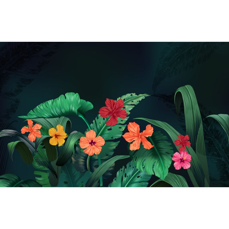 Whole Flowers and Leaves Mural Wallpaper for Wall Decor Tropical Girls Room Wall Art