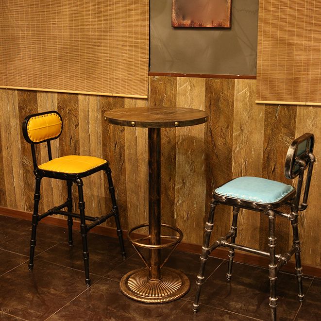 Industrial 1/2/3 Pieces Solid Wood Bar Table Set Round Bistro Set for Home Use