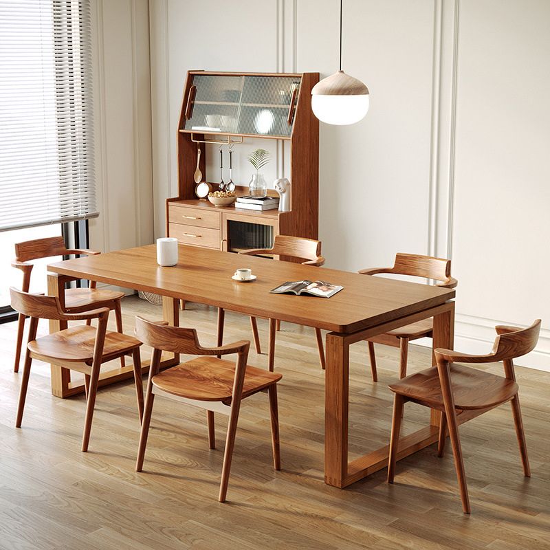 Modern Dining Table with Sled Base Rectangle Pine Solid Wood Table