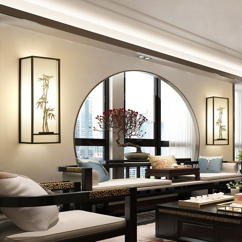 Lámpara montada en la pared rectangular tradicional 2 luces aplastante de tela en blanco para la cama