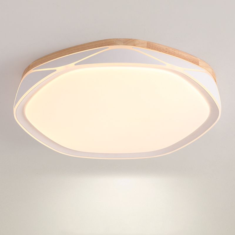 Plafonnier encastré en bois de forme géométrique, éclairage encastré moderne à 1 lumière en marron