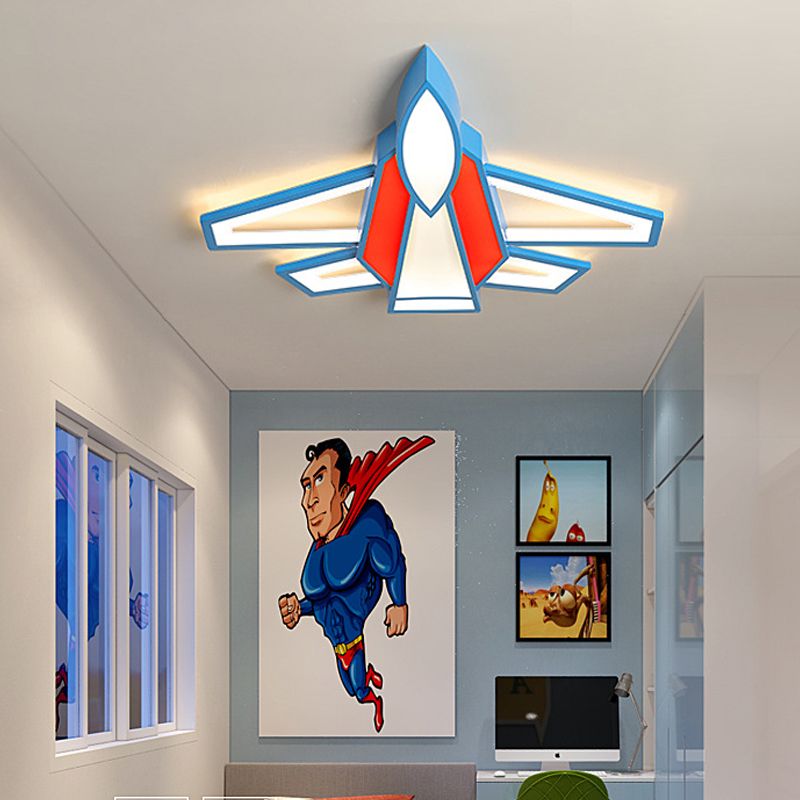Plafonnier LED en forme d'avion pour chambre de garçon, plafonnier en acrylique, dessin animé, bleu