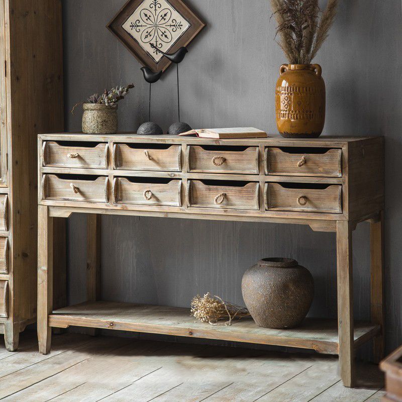 Traditional Solid Wood Double Dresser Horizontal Storage Chest Dresser for Bedroom