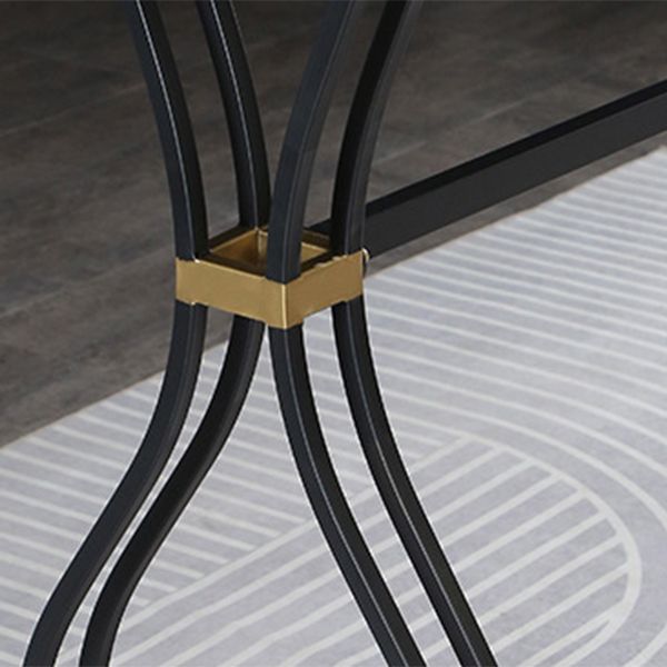 Rectangle Sintered Stone Dining Table Black and Metal Base Bar Table