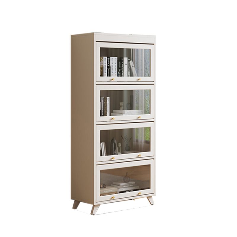 13"W Bookcase Contemporary Style White Bookshelf for Home Office with Doors