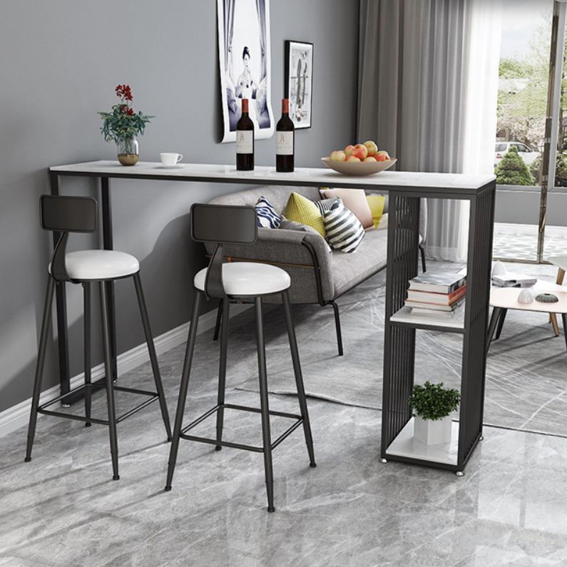 Modern 1/3 Pieces Bar Table Set Rectangle Stone Counter Table for Living Room