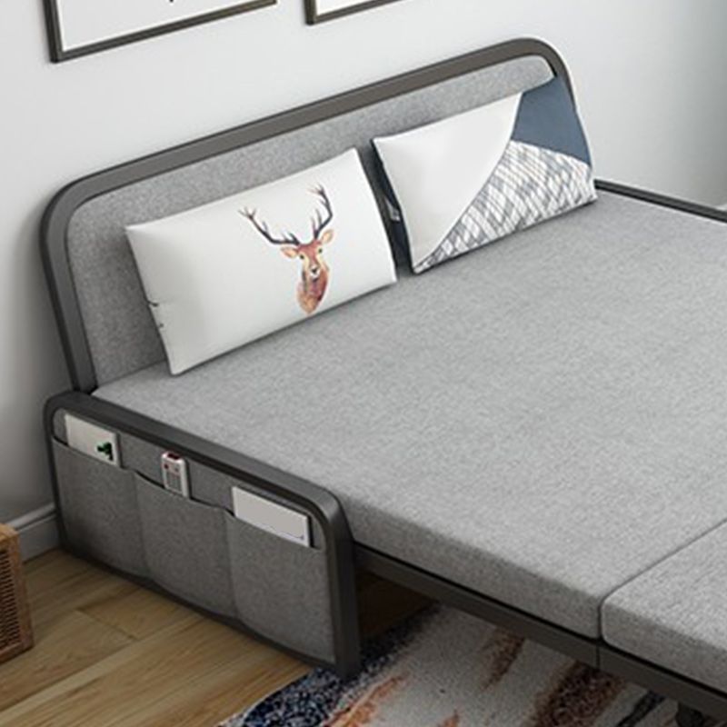 Linen Contemporary Armless Sofa Bed Foldable Convertible Sofa for Apartment, Washable