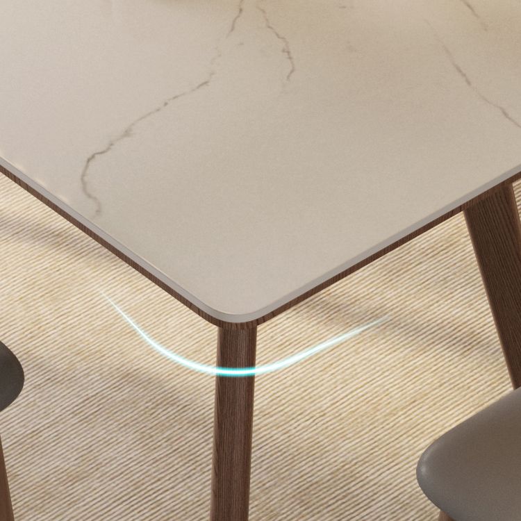 5/7 Piece Rectangle Shape Stone and Solid Wood Dining Table Set