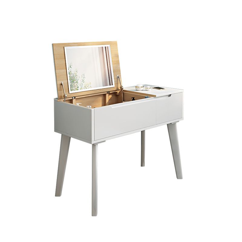 Scandinavian 29.52" Height Solid Wood Table Makeup Vanity with Mirror