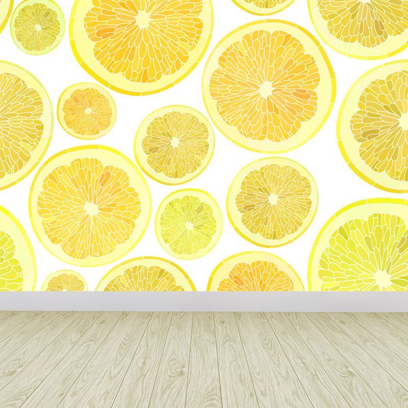 Huge Lemon Slices Mural Wallpaper Yellow Non-Woven Wall Art for Home Decor, Personalised