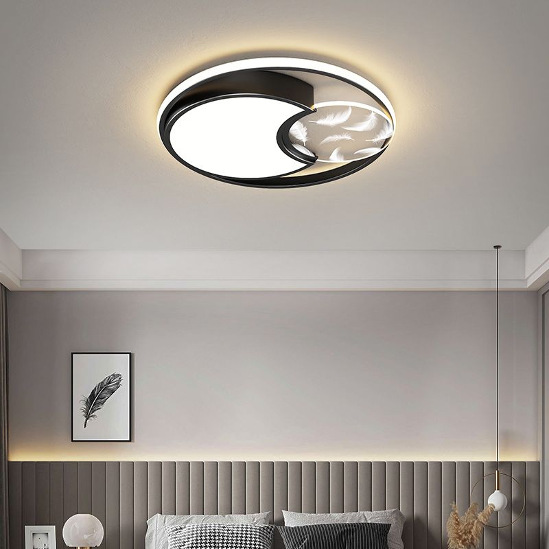 Lacquered Circular LED Ceiling Light in Modern Creative Style Feather Indoor Ceiling Fixture with Acrylic Shade