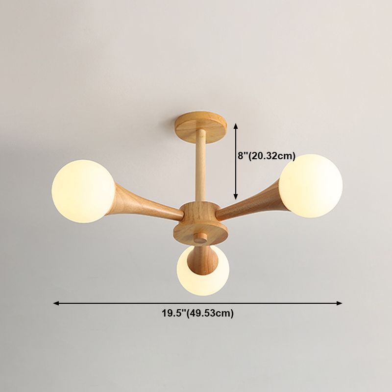 Nordic Sputnik Ceiling Chandelier Wooden Dining Room Suspension Light