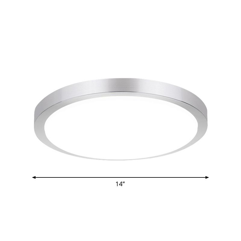 Luz de techo empotrada redonda plateada, lámpara LED empotrada de acrílico Simple de 14 "/16" de ancho en luz cálida/blanca para sala de estar