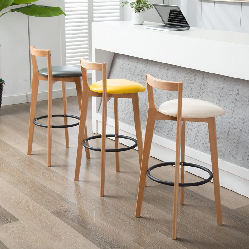 Modern Backrest Armless Counter Stool Wood kitchen Bar Stool with Cushion and Pedal