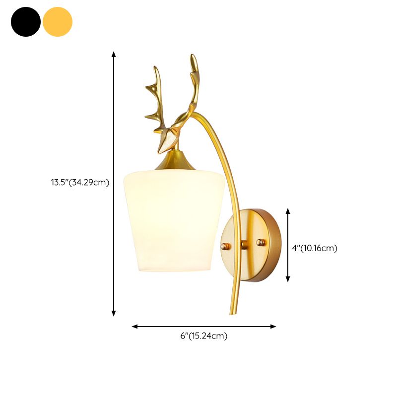 Modernist Wall Sconce Antler Wall Light Fixture with Glass for Bedroom