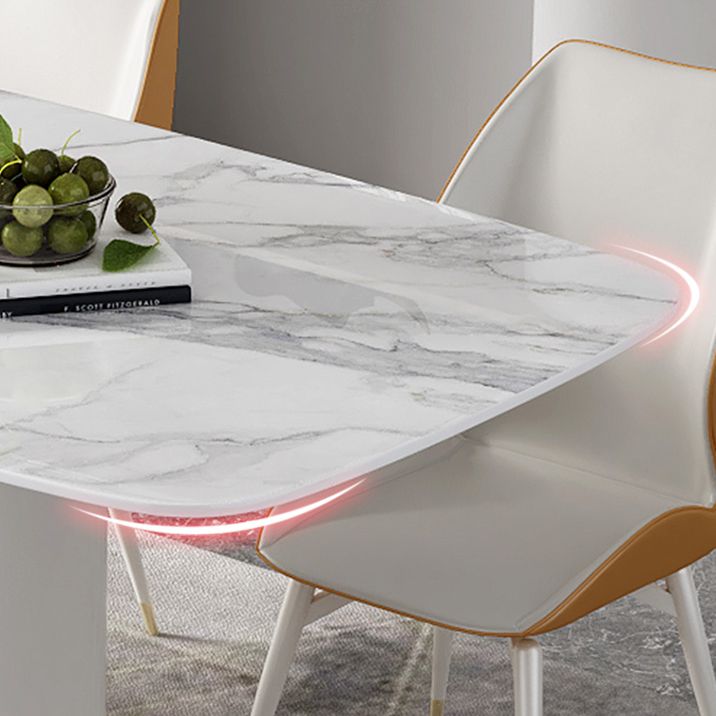 Table à manger en pierre frittée, ton blanc, guéridon de luxe pour salle à manger