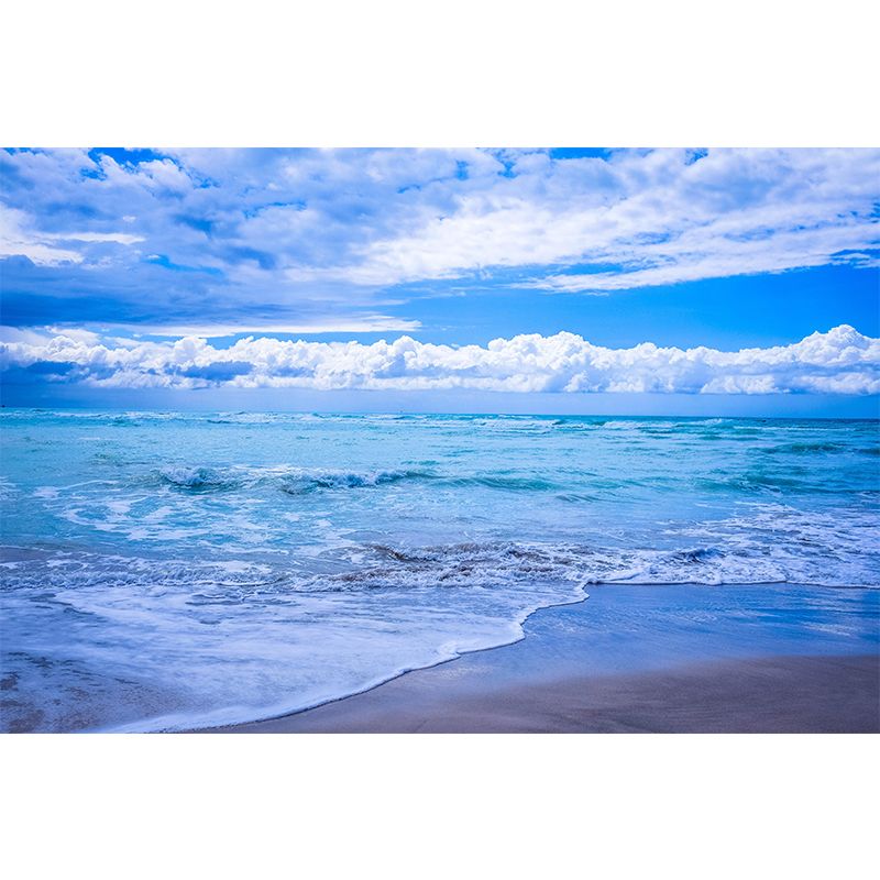 Blue Sea Wallpaper Mural Modern Eco-friendly Wall Covering for Sitting Room