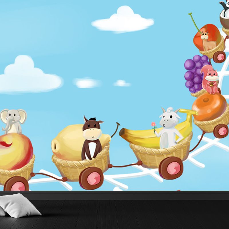 Large Cartoon Wall Mural Decal Soft Color Animal Pattern Wall Covering, Custom Made