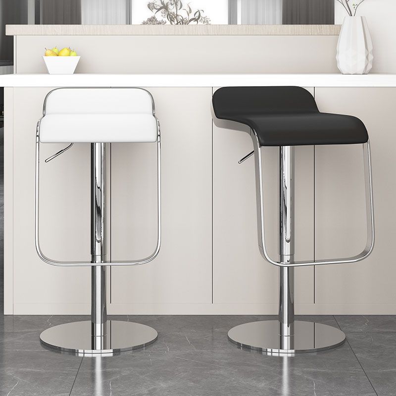 Faux Leather Bar Stools Adjustable Height Swivel Barstools with Footrest